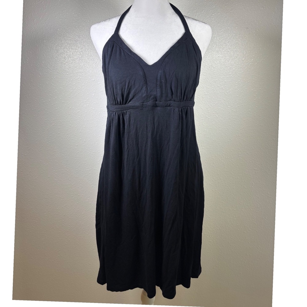 Whimsigoth Express Vintage Y2K Black Halter Empire Waist Mini Dress Womens M